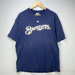 Vintage Majestic Milwaukee Brewers Braun Faded T Shirt XL